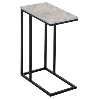 Table d'appoint avec plateau simili marbre, blanc