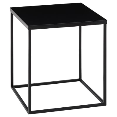 Table d'appoint avec plateau en métal laqué, noir