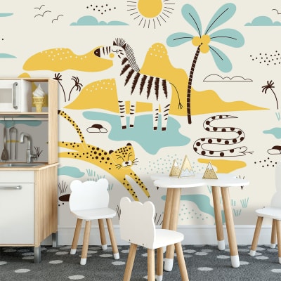 Papier peint enfant motif zebre 364x270cm