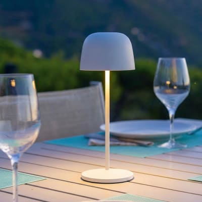 Lampe de table sans fil acier blanc h28cm