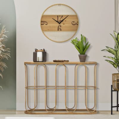 Console en fer et bois marron 110x32x77 cm