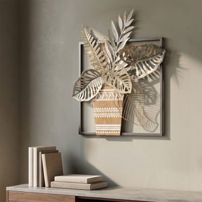Panneau décoratif 3d vase en métal multicolore cm 54x6,4x62,9