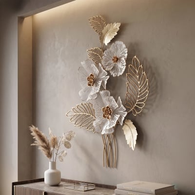 Déco murale fleurs métalliques multicolores 54x6,4x73,7 cm