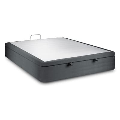 Sommier coffre velours gris anthracite 140x190