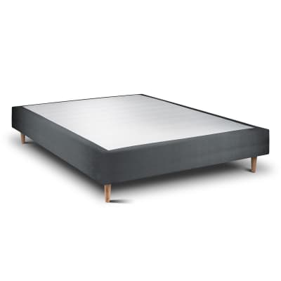 Sommier tapissier velours  gris anthracite 160x200