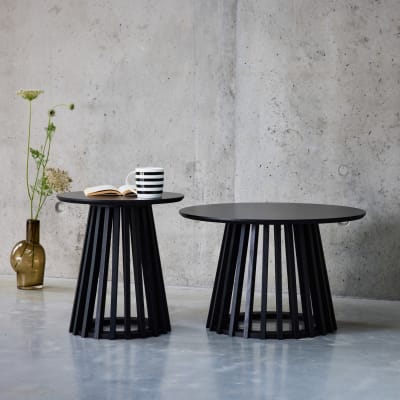 Set de 2 tables basses rondes noires d40cm et d60cm