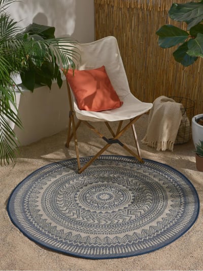 Tapis d'extérieur & intérieur bleu d 120 rond