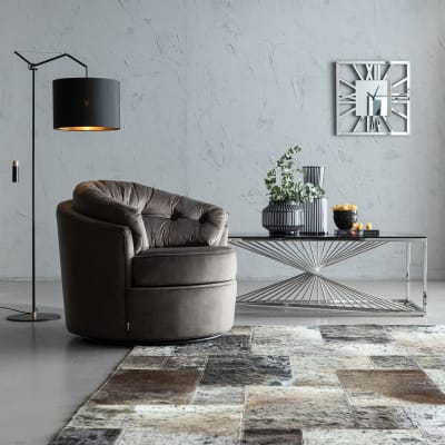 Fauteuil pivotant en velours gris