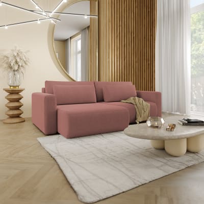 Canapé d'angle réversible convertible bois de pin rose