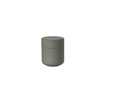 Pot avec couvercle en grès vert olive