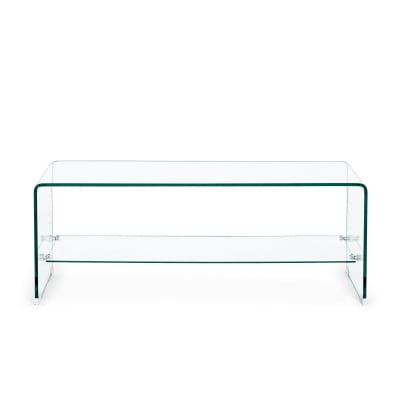 Table basse rectangulaire en verre double plateau l100