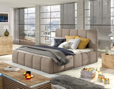 Lit coffre   140x200   sommier inclus  taupe