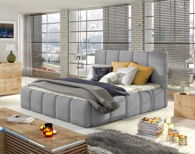 Lit coffre   140x200   sommier inclus  gris clair