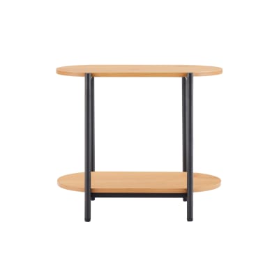 Table d'appoint finition chêne et pieds métal noirs - 60x34 cm - bois