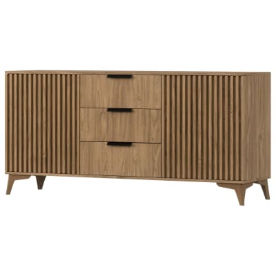 Buffet bas   effet bois   3 tiroirs et 2 portes  bois