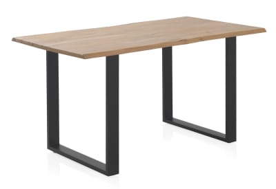 Table en acacia massif 140 x 80 cm avec pieds en métal noir