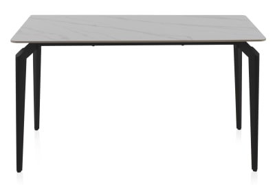 Table en céramique blanche avec pieds en métal noir 140x80