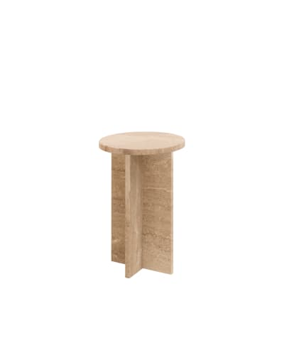 Table d'appoint ronde en marbre daino reale de Ø28cm