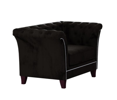 Fauteuil Chesterfield en velours, noir