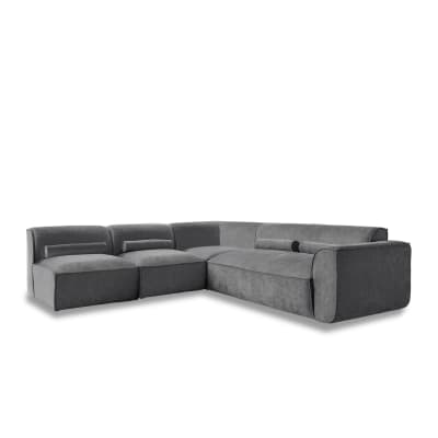 Système modulaire: canapé d'angle fixe, 7pl, gauche, gris foncé