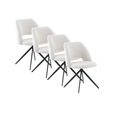 Lot de 4 chaises nid d'abeille tapissées en blanc