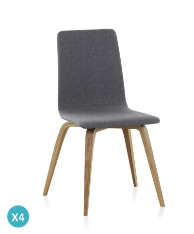 Lot de 4 chaises en bois tapissées grises