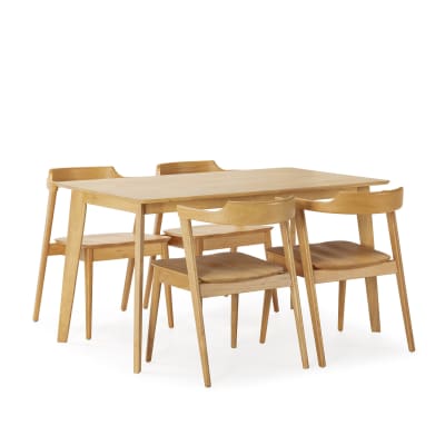 Ensemble table 140x80 cm et 4 chaises de salle à manger Chêne