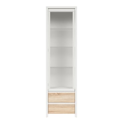 Vitrine 1 porte 2 tiroirs panneaux agglomérés blanc