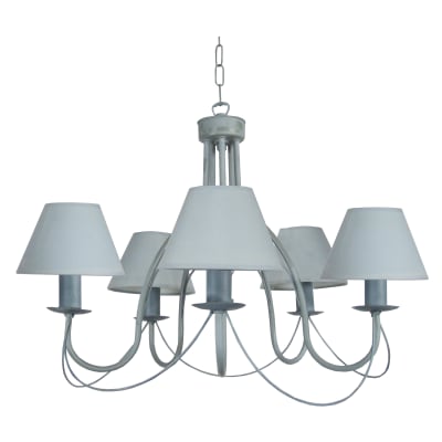 Lustre   métal  gris  abatjour tissu gris