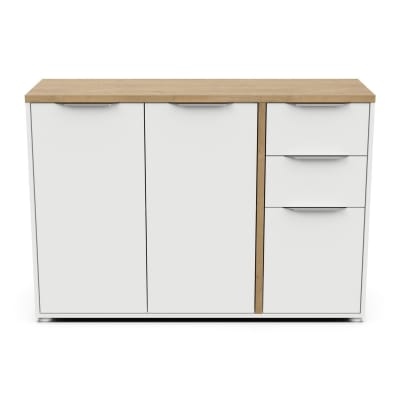 Enfilade 3 portes et 2 tiroirs L121,5 cm - Effet Bois clair
