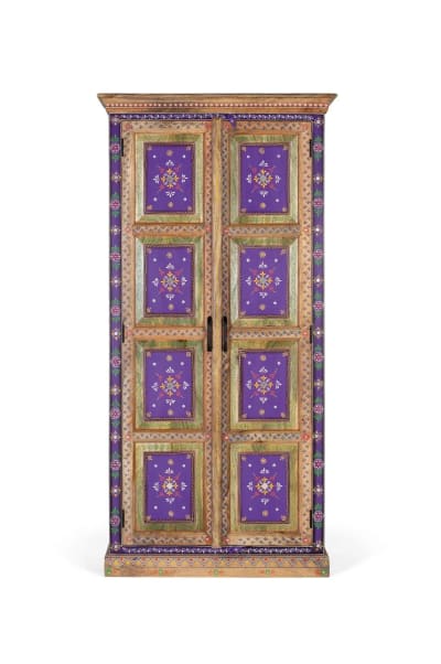 Armoire en bois de manguier et peinte à la main