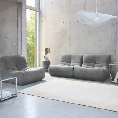 3 fauteuils chauffeuses bouclette texturée gris