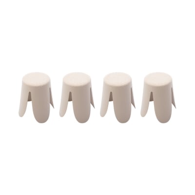 4 tabourets empilables beige, bouclette texturée