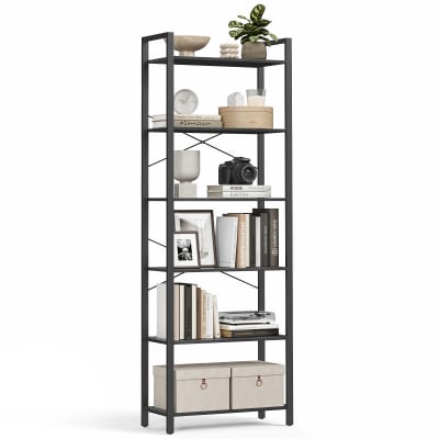 Bibliothèques de rangement 30 x 66 x 186 cm noir boisé et noir d'encre