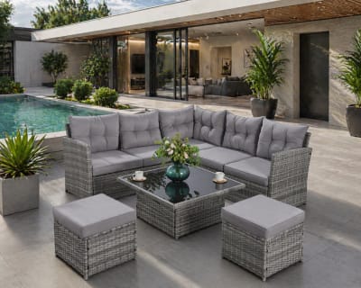 Salon de jardin 6 places gris