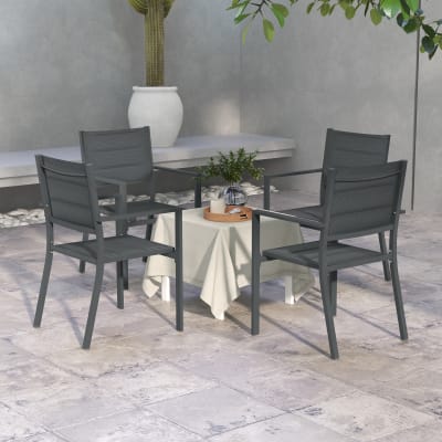 Lot de 4 chaises de jardin empilables aluminium textilène gris