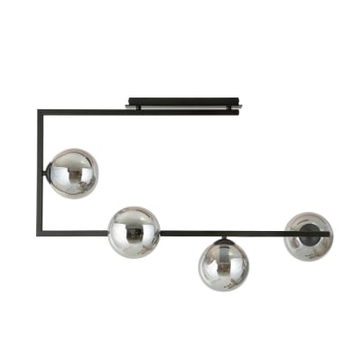 Plafonnier avec structure métallique originale et 4 sphères grises