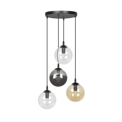 Suspension avec 4 cristaux multicolores réglables en hauteur