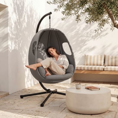 Fauteuil suspendu, acier époxy, intérieur extérieur, gris anthracite