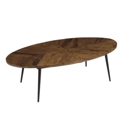 Table basse ovale 135x70cm plateau chevrons