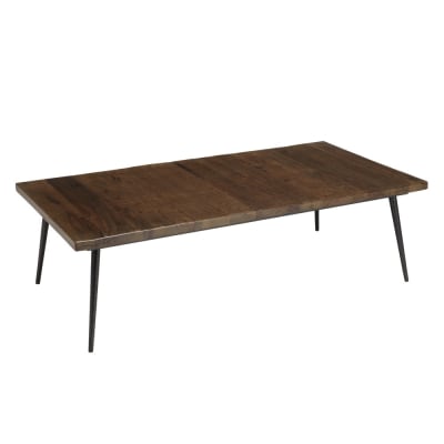 Table basse rect. 135x70cm bois recyclé pieds métal