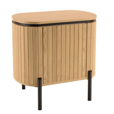 Chevet marron 1 porte style rétro pin pieds métal noir