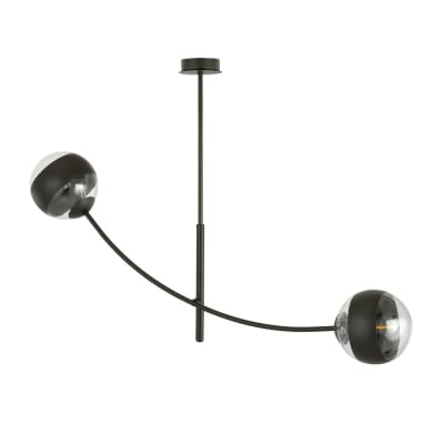 Suspension avec barre orientable et 2 sphères transparentes noires