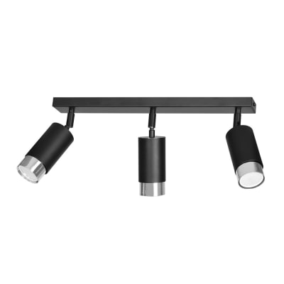 Plafonnier linéaire élégantenoire avec 3 spots chromés orientables