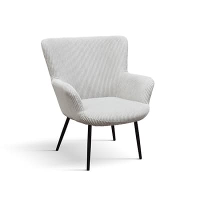 Fauteuil en tissu effet velours gris clair et pieds anthracite