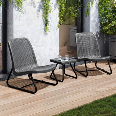 Salon pour 2 personnes en imitation rotin anti-uv  gris