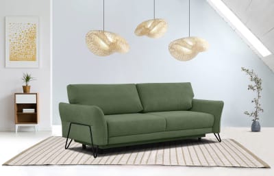 Canapé convertible 3 places tissu vert