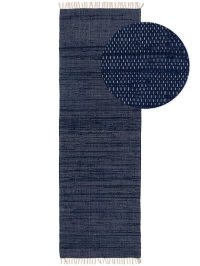Tapis fabriqué à partir de matériaux recyclés bleu foncé 80x250