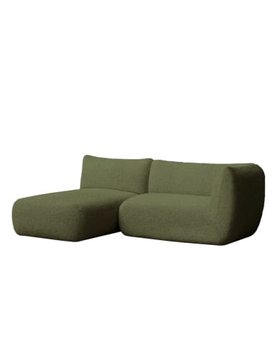 Canapé vert bouclé avec chaise longue gauche 230x148 cm
