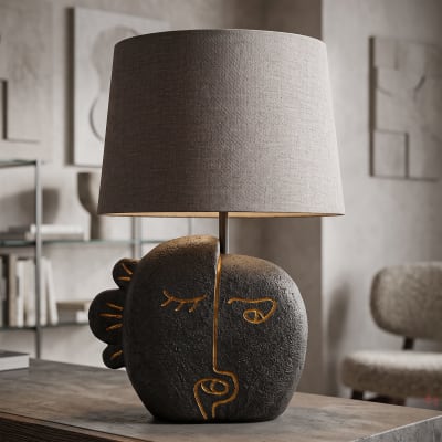 Lampe de table en résine noire ø 27,5x39,5 cm